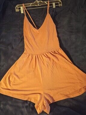 Forever 21 Orange Cami Romper V-Neck Size XS